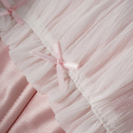 Laurine Pink Ruffled Satin Mini Dress
