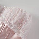 Laurine Pink Ruffled Satin Mini Dress