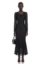 Lavender Black Floral Lace Fishtail Maxi Dress