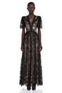 Lavinia Black Sheer Lace VNeck Maxi Dress