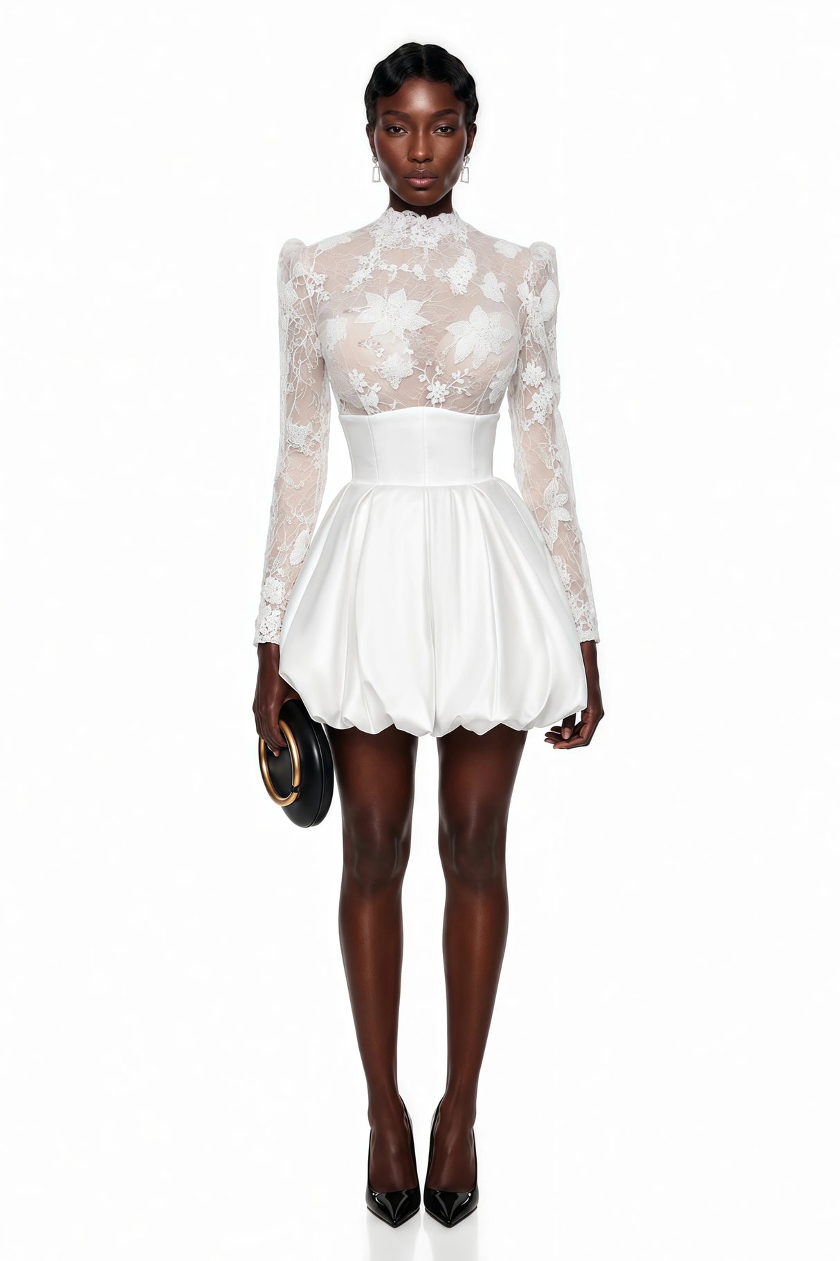 Lavinia White Floral Lace Mini Dress