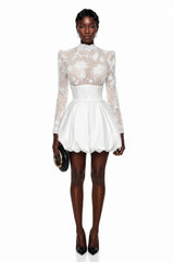 Lavinia White Floral Lace Mini Dress