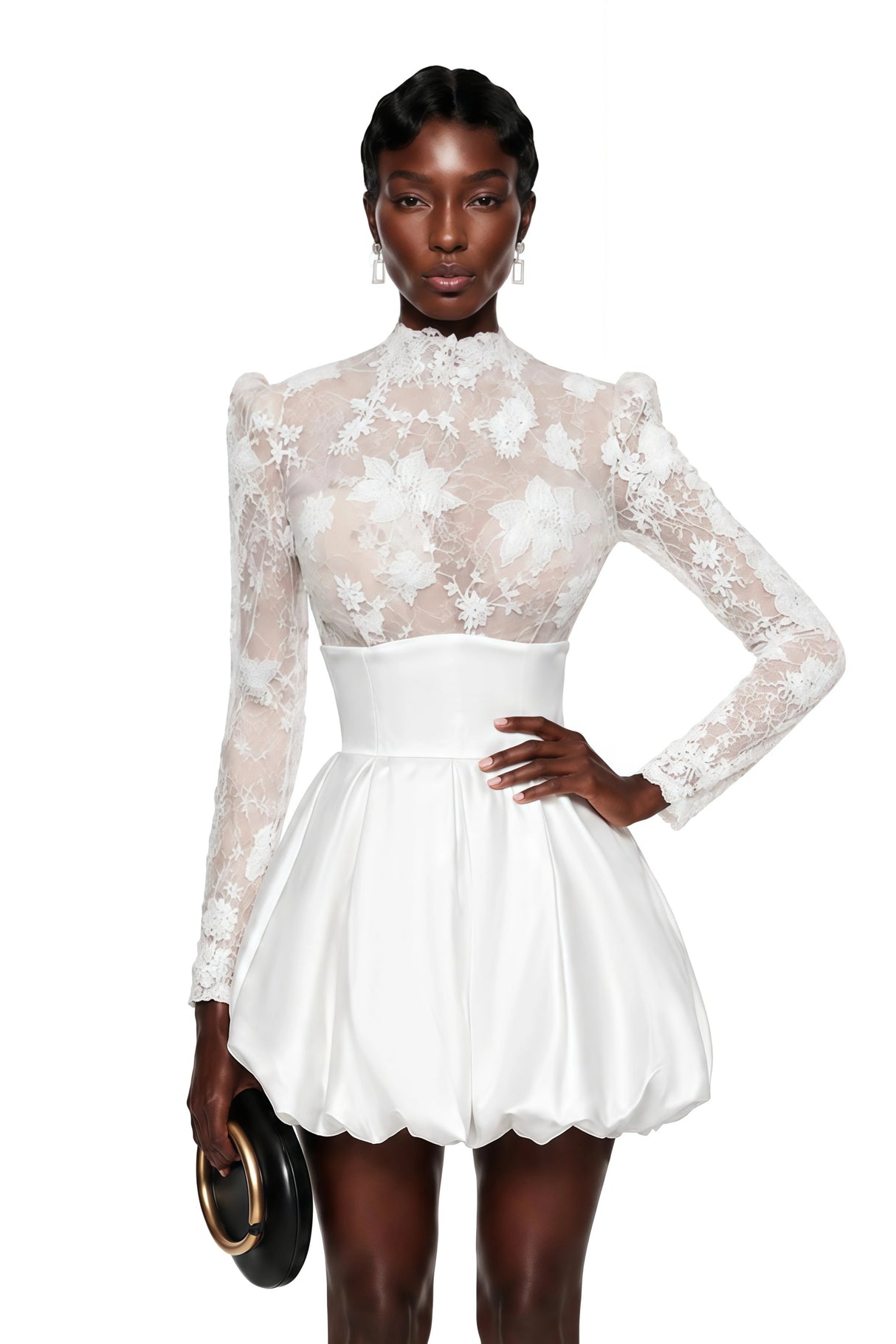 Lavinia White Floral Lace Mini Dress