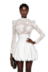 Lavinia White Floral Lace Mini Dress