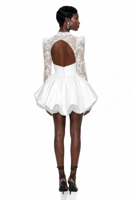 Lavinia White Floral Lace Mini Dress