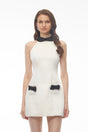 Lavinia White Halterneck Color Block Mini Dress