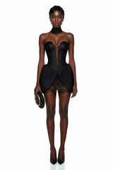 Layla Black Lace Panel Mini Dress