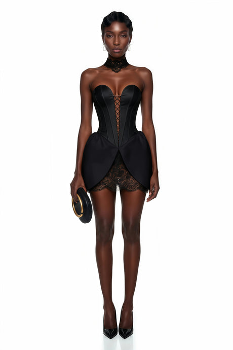 Layla Black Lace Panel Mini Dress