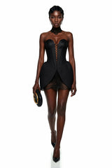 Layla Black Lace Panel Mini Dress