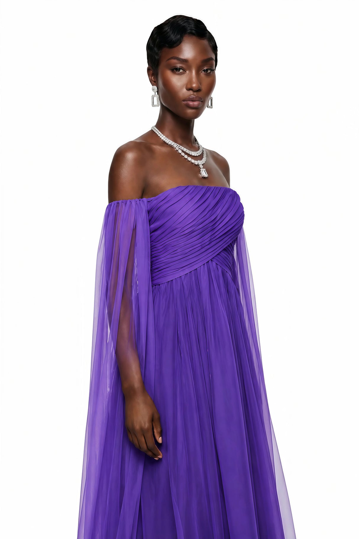 Layla Purple Off Shoulder Ruched Maxi Dress