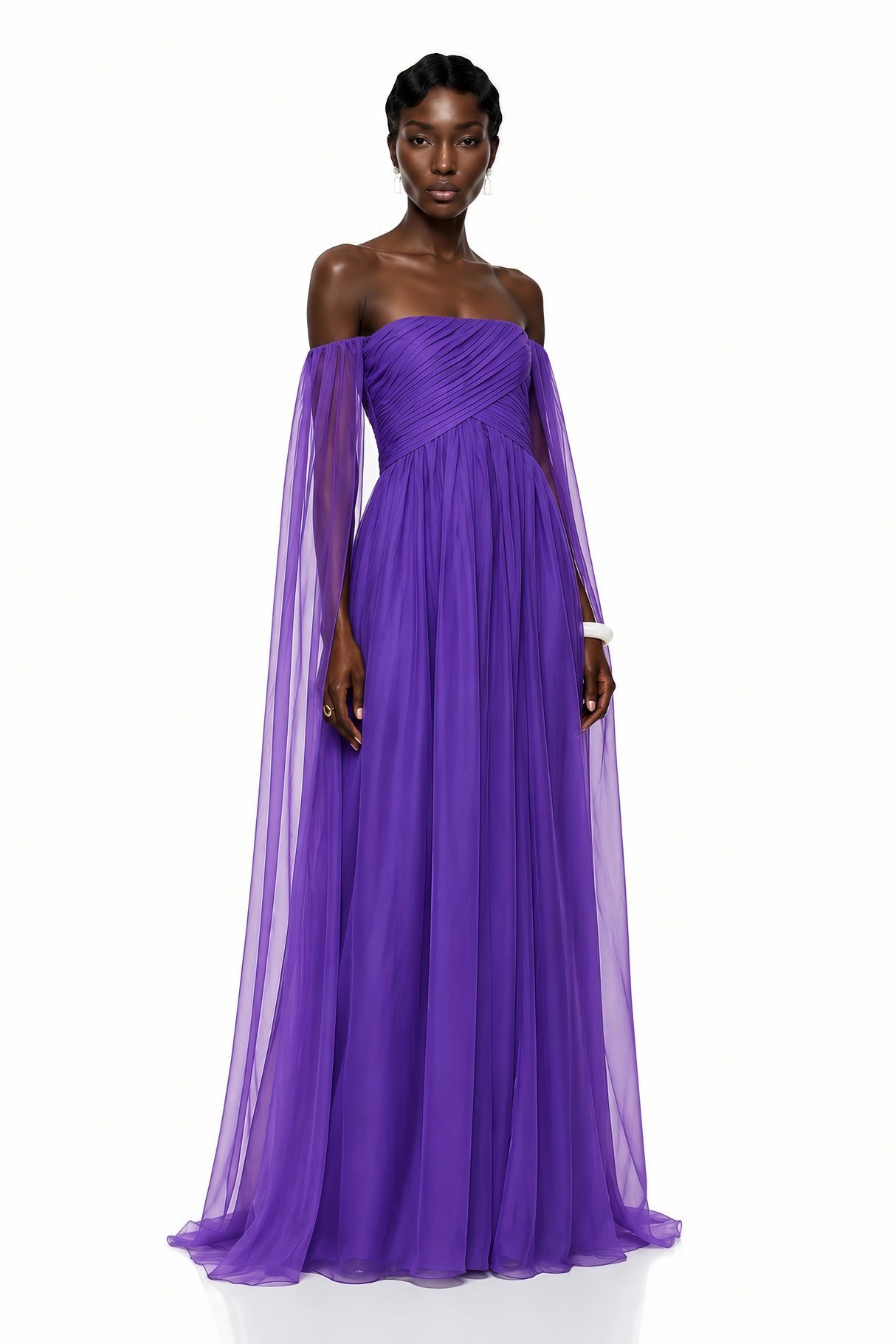 Layla Purple Off Shoulder Ruched Maxi Dress