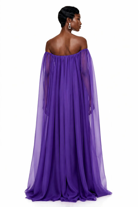 Layla Purple Off Shoulder Ruched Maxi Dress