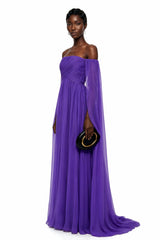 Layla Purple Off Shoulder Ruched Maxi Dress