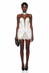 Layla White Lace Panel Mini Dress