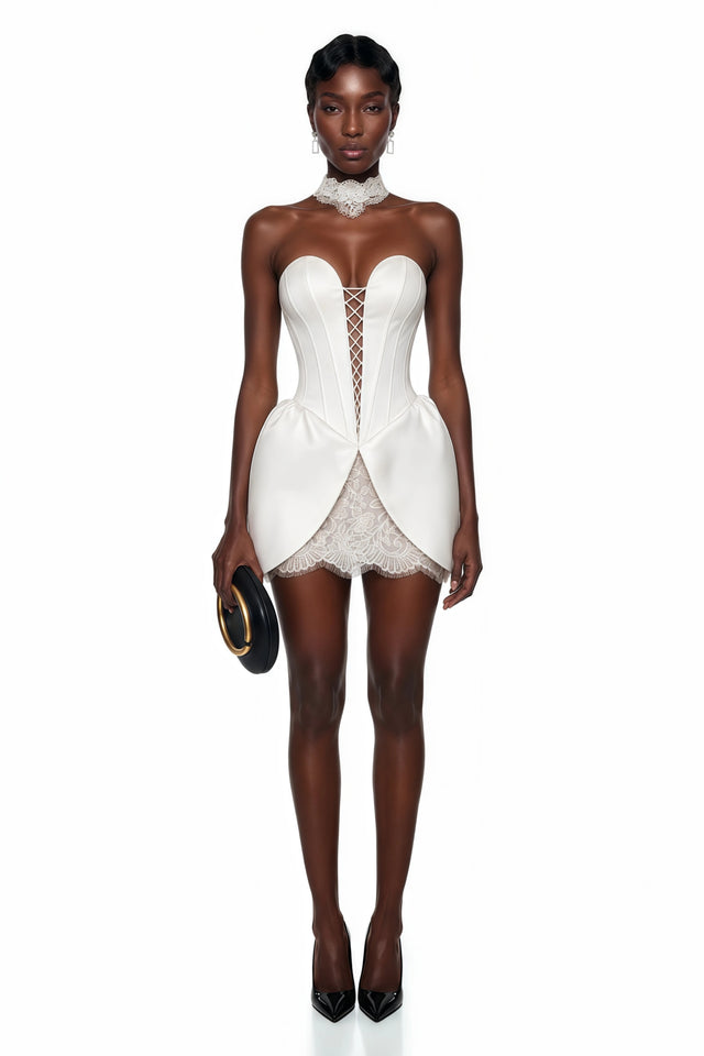 Layla White Lace Panel Mini Dress
