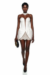 Layla White Lace Panel Mini Dress
