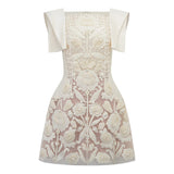 Léa White Floral Appliqué Crochet Mini Dress