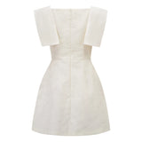 Léa White Floral Appliqué Crochet Mini Dress
