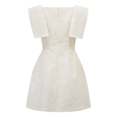 Léa White Floral Appliqué Crochet Mini Dress