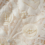 Léa White Floral Appliqué Crochet Mini Dress