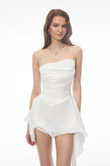 Léa White Ruched Corset Mini Dress