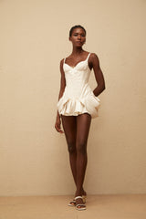 Léana White Ruffled Detail Bustier Mini Dress