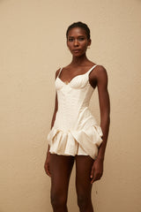 Léana White Ruffled Detail Bustier Mini Dress