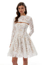Leif White Lace Overlay Mini Dress with Lace Cape