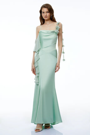 Leilah Green Maxi Dress with 3D Florals