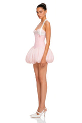 Leire Pink Color Block Halterneck Mini Dress