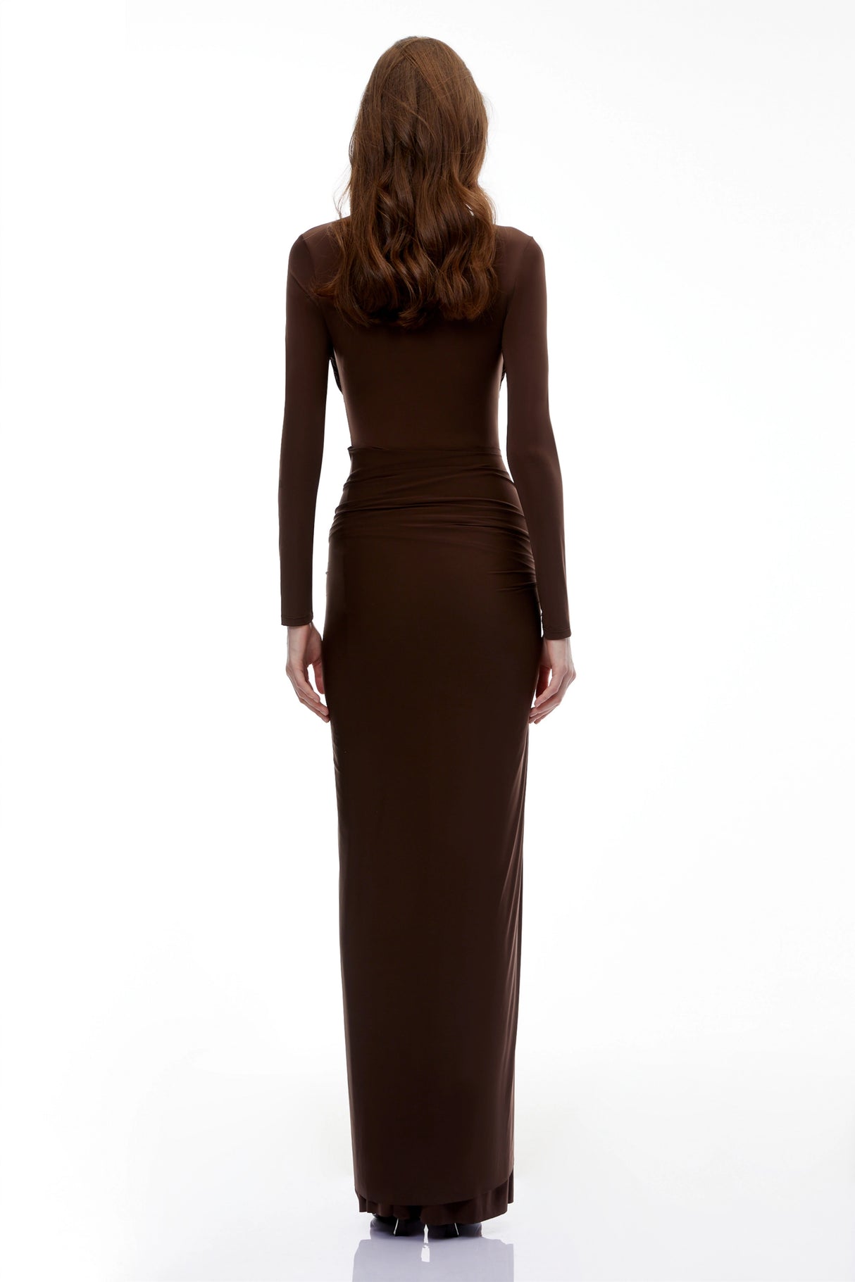 Lena Chocolate Brown Cross Front Maxi Dress