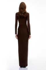 Lena Chocolate Brown Cross Front Maxi Dress