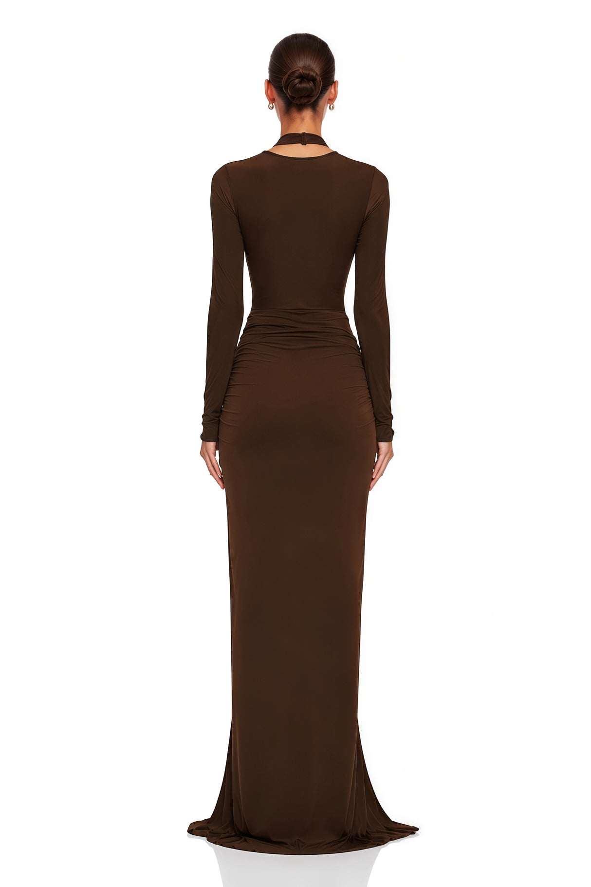 Lena Chocolate Brown Cross Front Maxi Dress