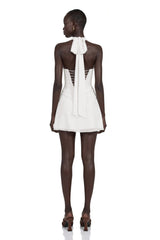 Lenka Cream Halterneck Draped Mini Dress