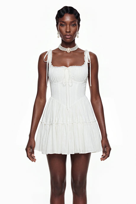 Alice Mini Dress White Ruffled Lace