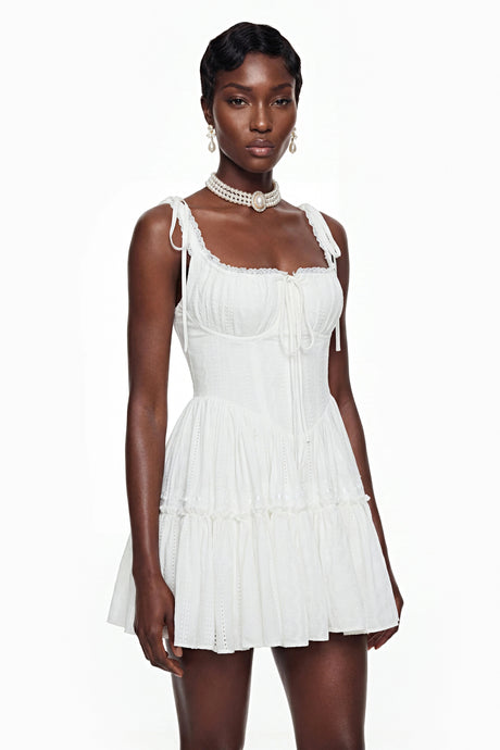 Alice Mini Dress White Ruffled Lace
