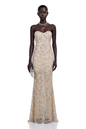 Lenuța Champagne Sequin Mermaid Maxi Dress