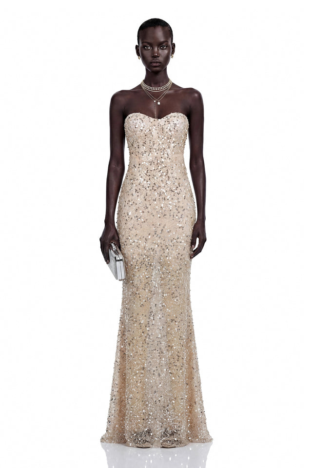 Lenuța Champagne Sequin Mermaid Maxi Dress