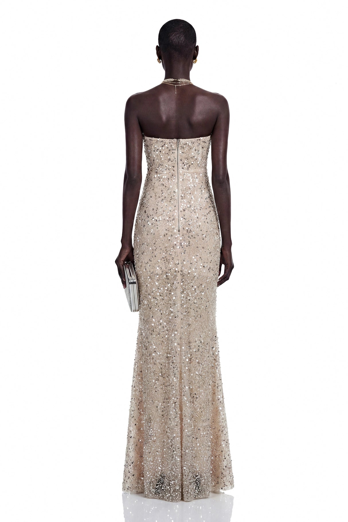 Lenuța Champagne Sequin Mermaid Maxi Dress