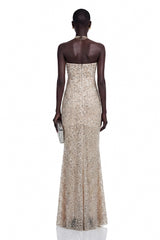 Lenuța Champagne Sequin Mermaid Maxi Dress