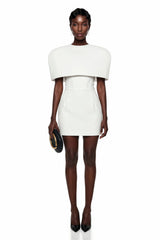 Leonora White Corset Mini Dress Set with Structured Cape