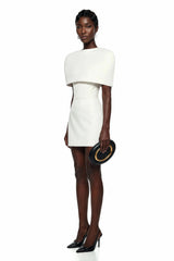 Leonora White Corset Mini Dress Set with Structured Cape