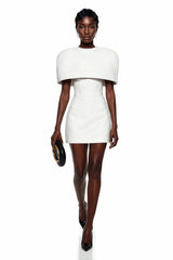 Leonora White Corset Mini Dress Set with Structured Cape