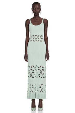 Leonore Green Cutout Knitted Maxi Dress