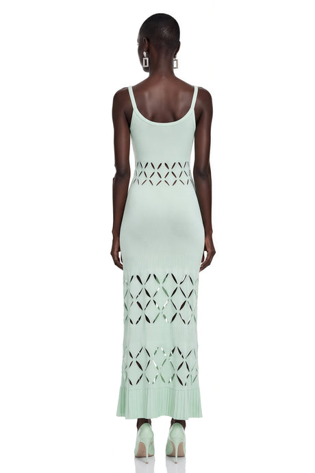 Isla Maxi Dress Green Cut-out Knitted