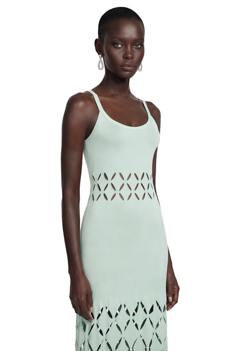 Isla Maxi Dress Green Cut-out Knitted