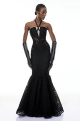 Letiția Black Halterneck Mermaid Maxi Dress