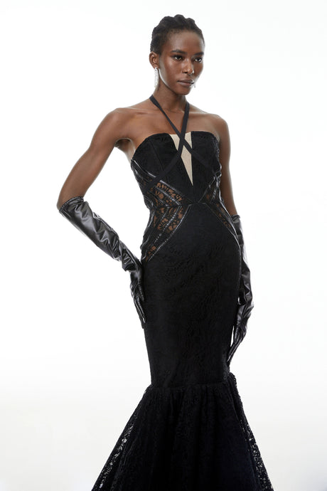 Amalia Maxi Dress Black Halterneck Mermaid