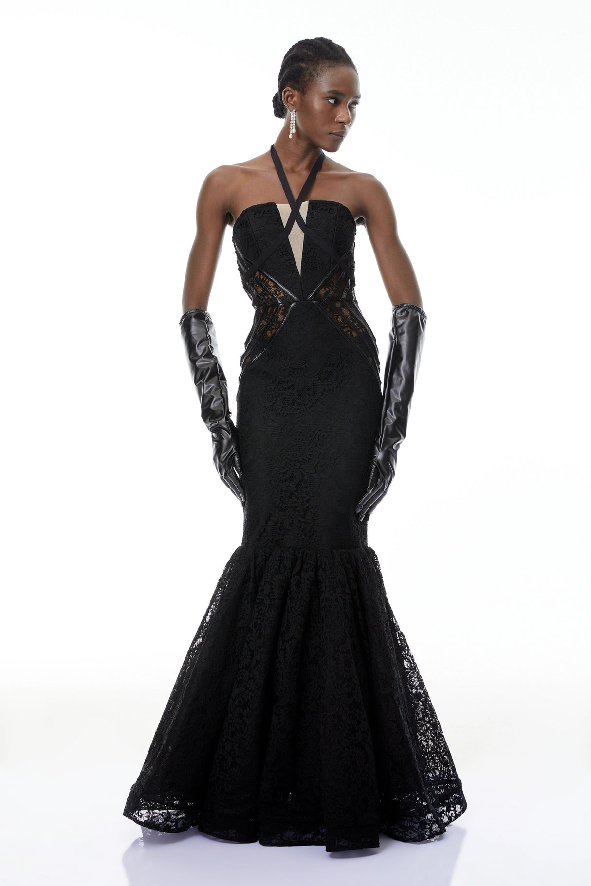 Letiția Black Halterneck Mermaid Maxi Dress