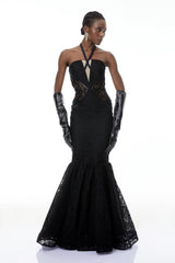 Letiția Black Halterneck Mermaid Maxi Dress